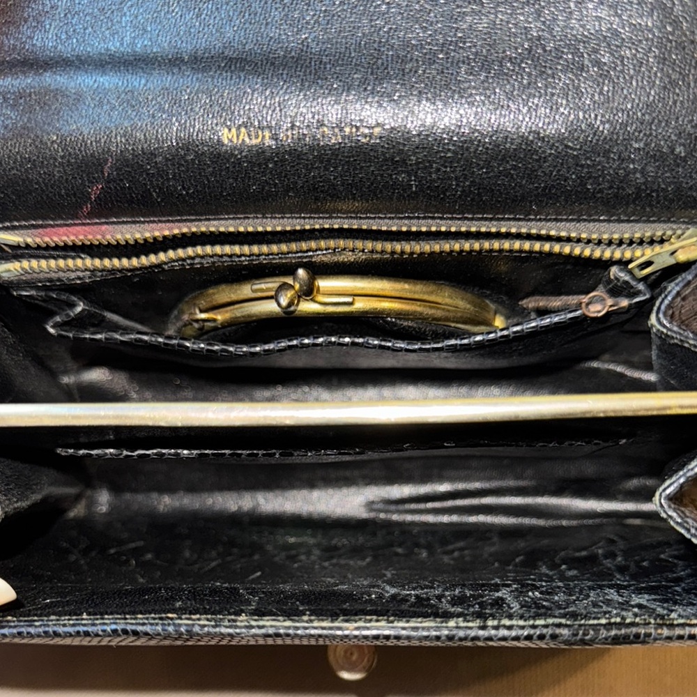 Vintage Black Reptile Leather Handbag - Picture 13 of 15